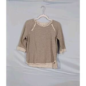 CATHY DANIELS Women's Small 3/4 Sleeve Black and White Striped Zipper Accent